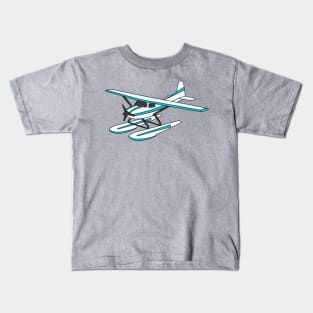 White blue seaplane illustration Kids T-Shirt